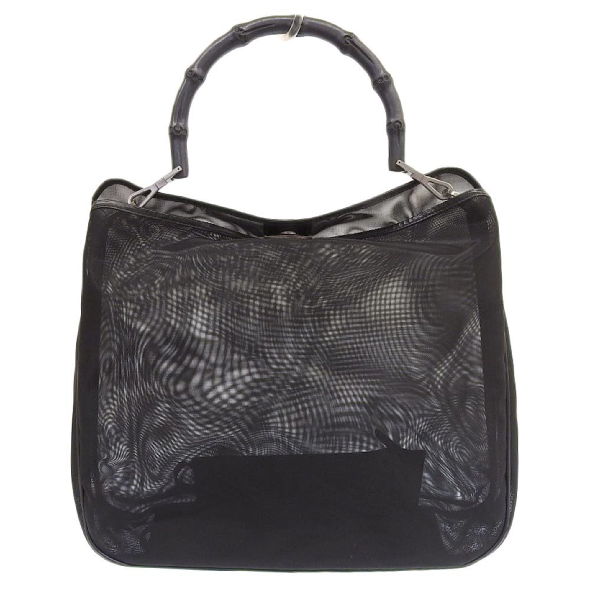 GUCCI Bamboo Handbag Tote Bag 001 5577 Mesh Black Summer