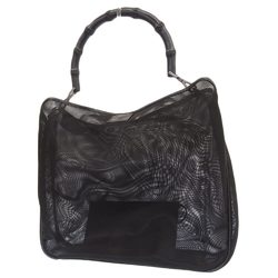 GUCCI Bamboo Handbag Tote Bag 001 5577 Mesh Black Summer