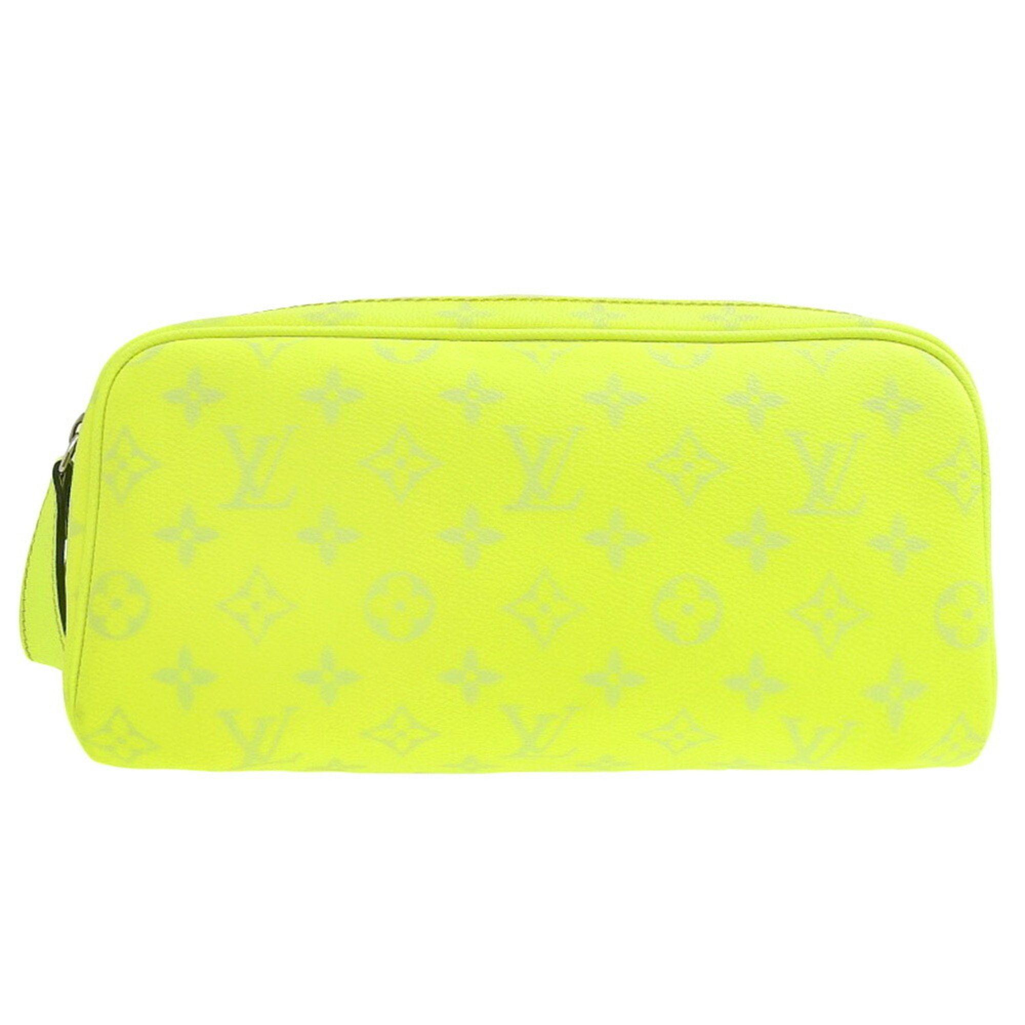 Louis Vuitton Doppkit Monogram Taiga M10144 Handbag Neon Yellow