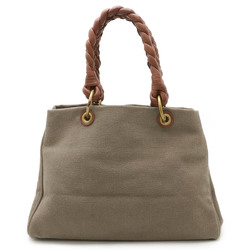 BOTTEGA VENETA Bottega Veneta Intrecciato Tote Bag Shoulder Canvas Leather Khaki Gray Brown 195976