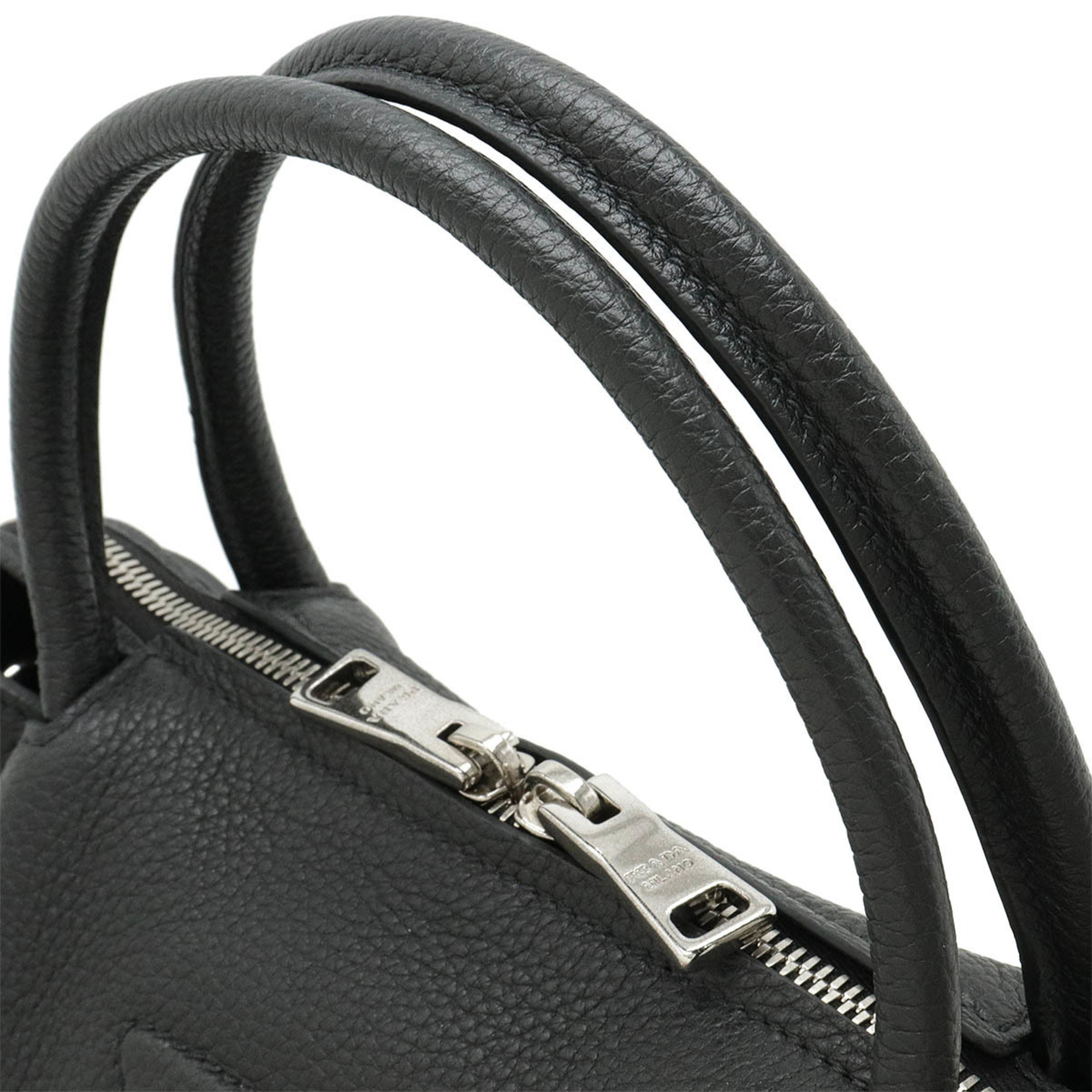 PRADA Prada Small Leather Handbag Shoulder Bag NERO Black 1BC145