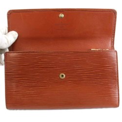 LOUIS VUITTON Louis Vuitton Pochette Portemonnais Credit M6357 Long Wallet Epi Leather Brown Women's