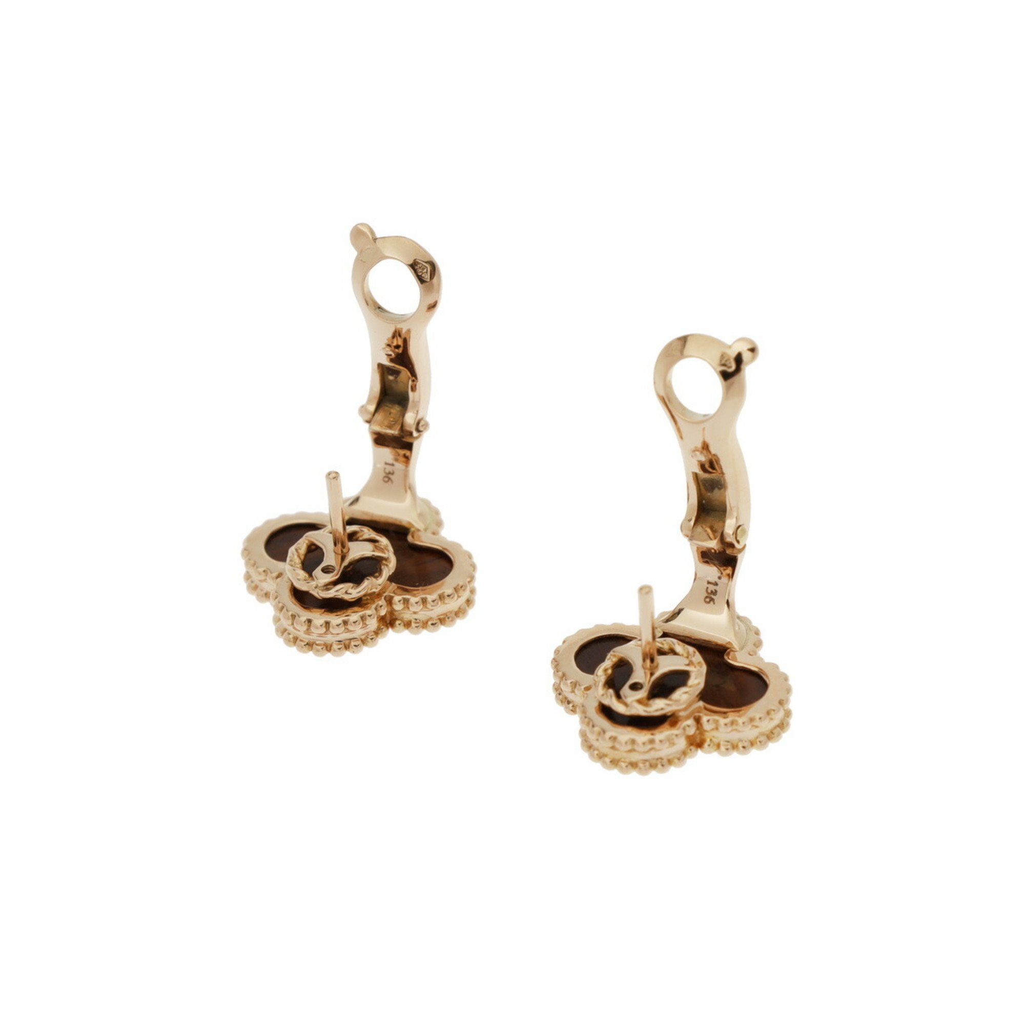 VAN CLEEF & ARPELS Alhambra Letterwood Women's 18K Pink Gold Earrings