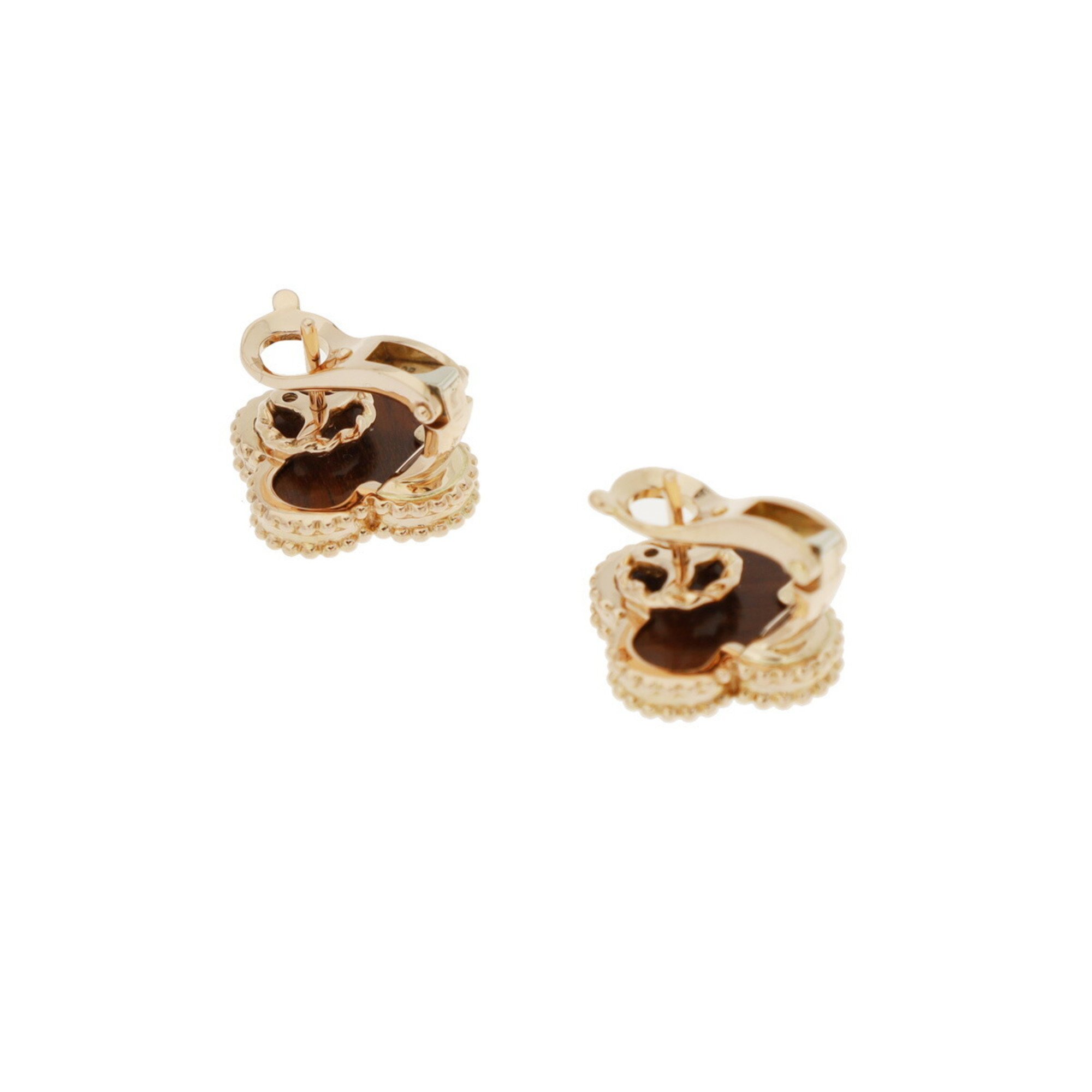 VAN CLEEF & ARPELS Alhambra Letterwood Women's 18K Pink Gold Earrings