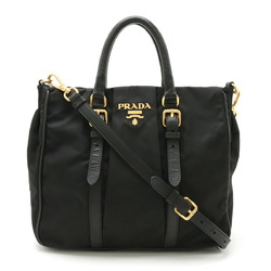 PRADA Prada handbag tote shoulder bag nylon leather NERO black