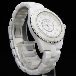 CHANEL J12 White Ceramic Shell Dial 8P Diamond Ladies Quartz Watch H2570