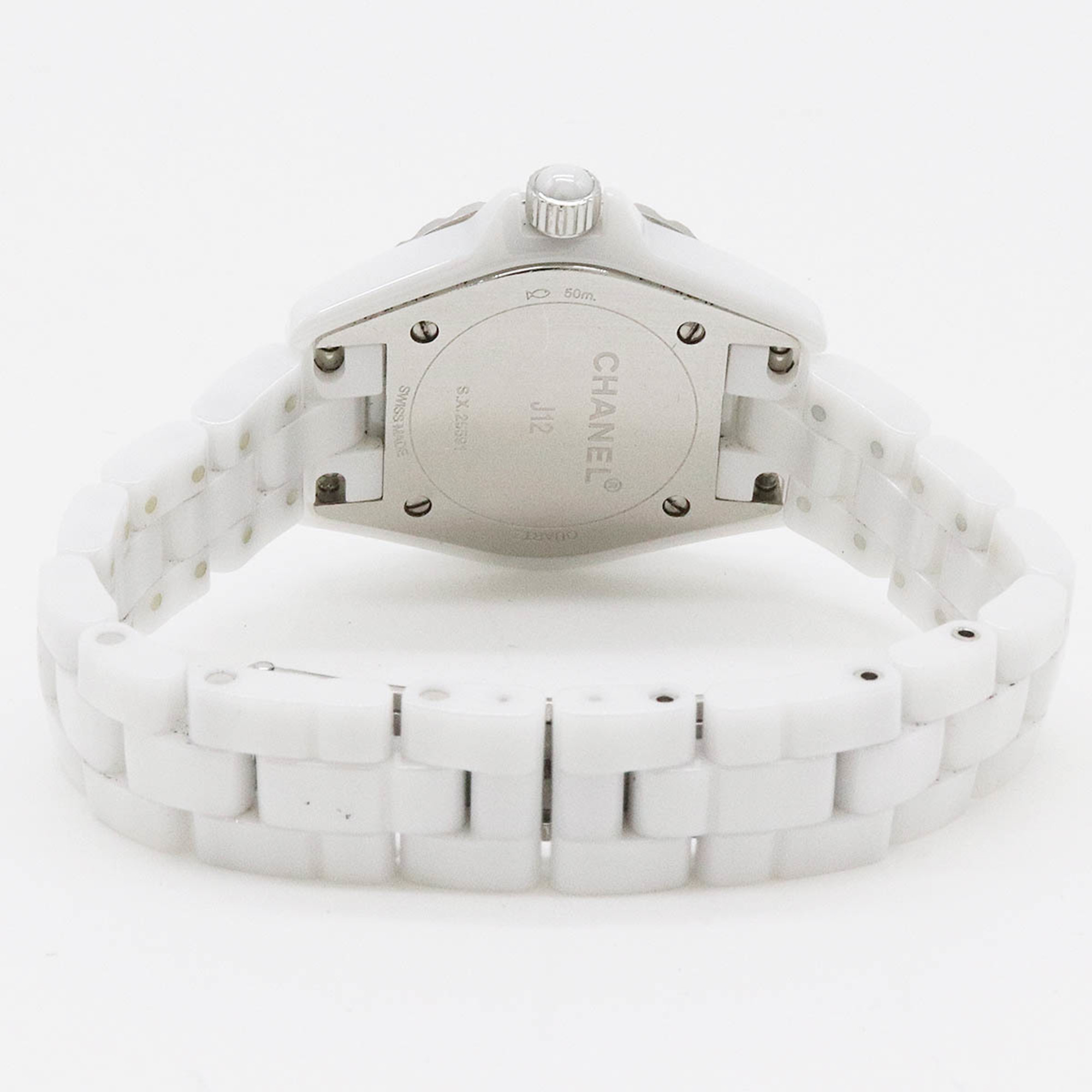 CHANEL J12 White Ceramic Shell Dial 8P Diamond Ladies Quartz Watch H2570