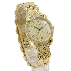 CHAUMET Griffith Gold Dial Diamond Bezel K18YG Date Solid Yellow Men's Quartz Watch