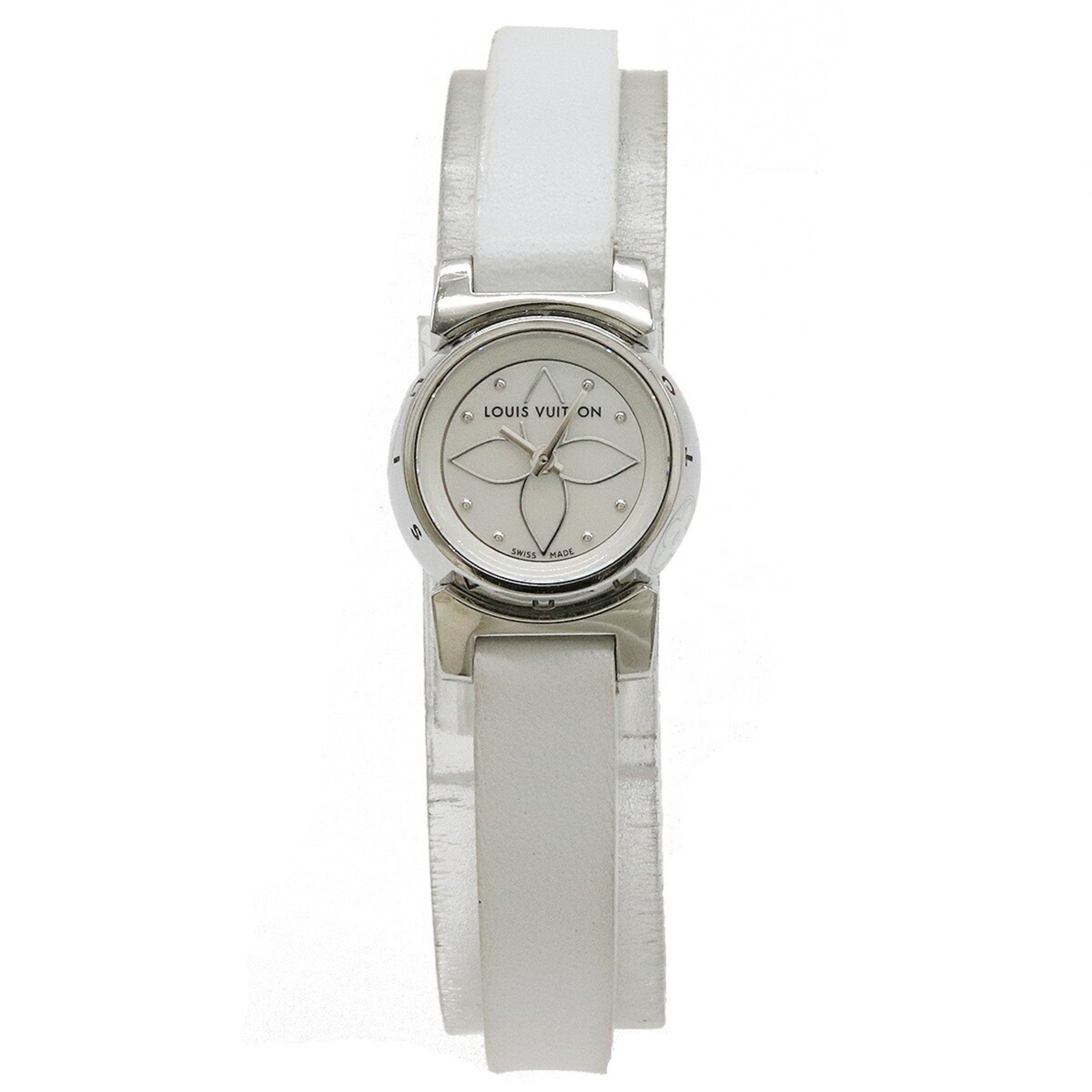 LOUIS VUITTON Louis Vuitton Tambour Bijou Shell Dial Stainless Steel Leather Strap Quartz Women's Watch Q151C1