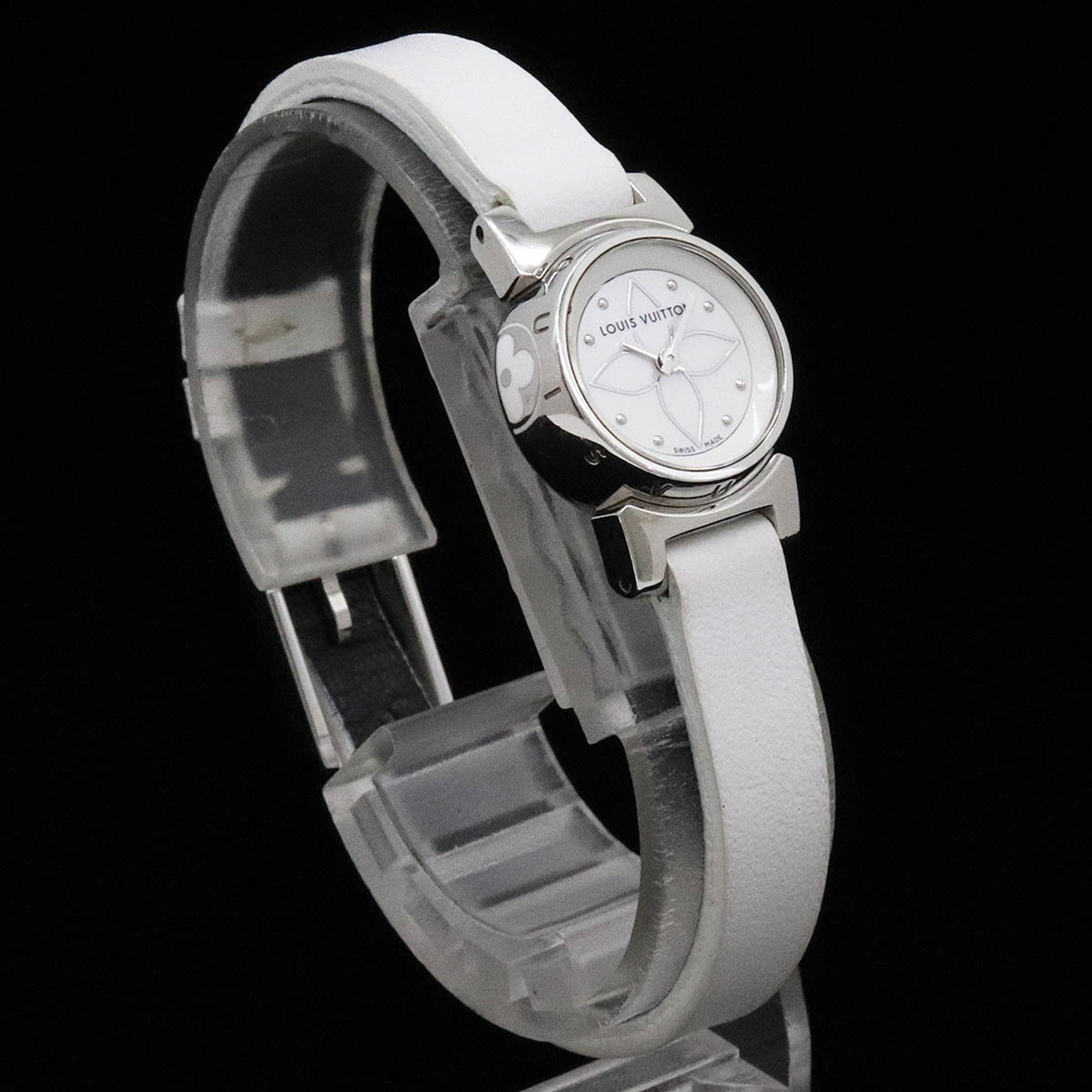 LOUIS VUITTON Louis Vuitton Tambour Bijou Shell Dial Stainless Steel Leather Strap Quartz Women's Watch Q151C1