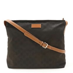 GUCCI GG nylon shoulder bag, leather, dark brown, 308840