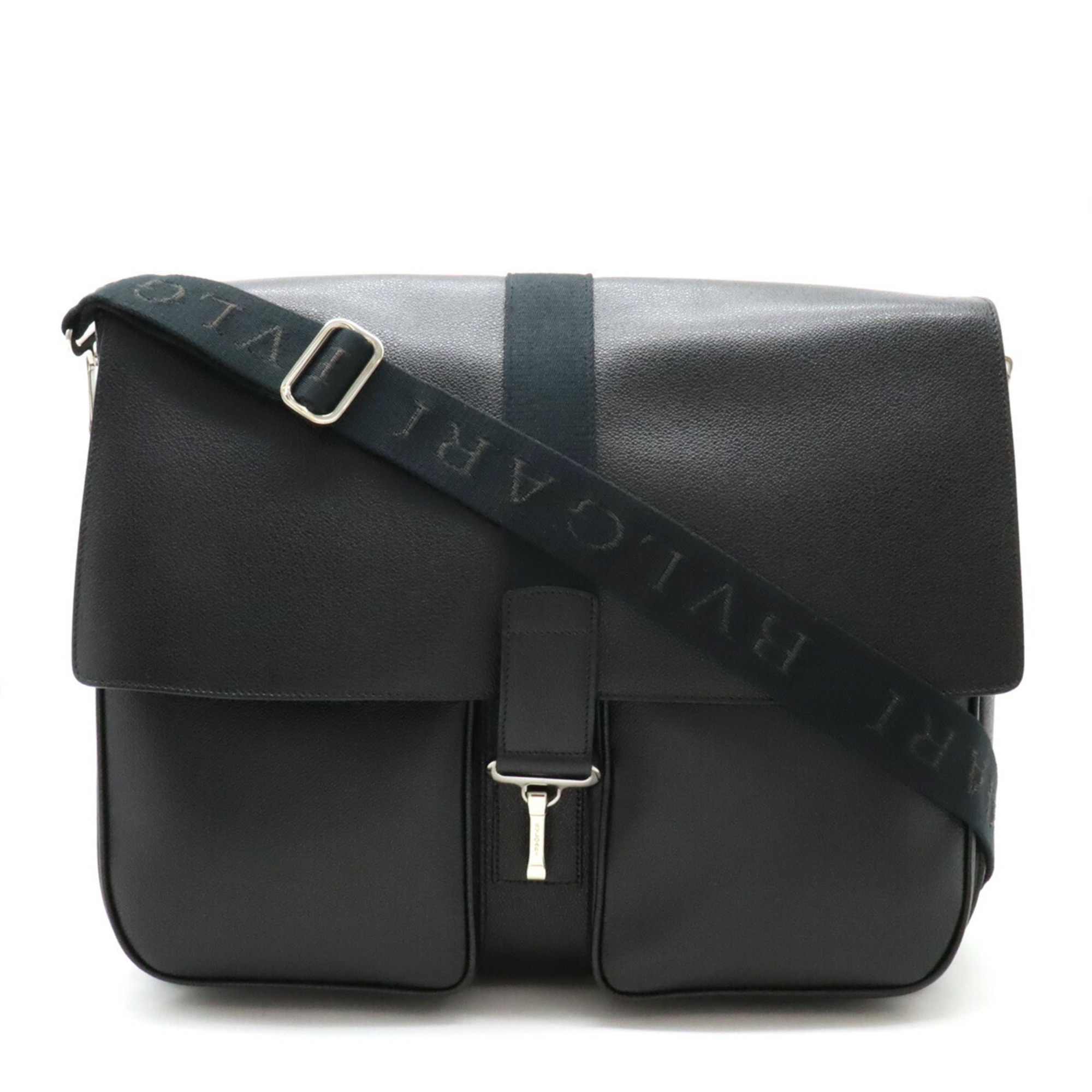 BVLGARI Bulgari Weekend Shoulder Bag Leather Black