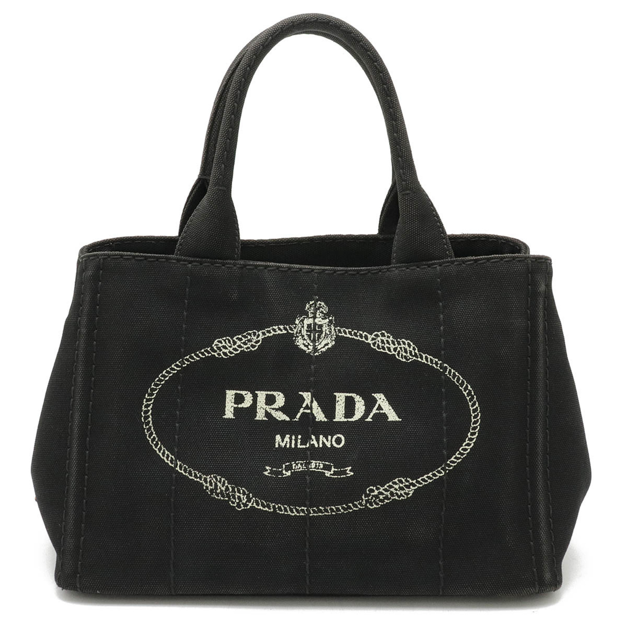 PRADA CANAPA Tote Bag Handbag Canvas NERO Black 1BG439