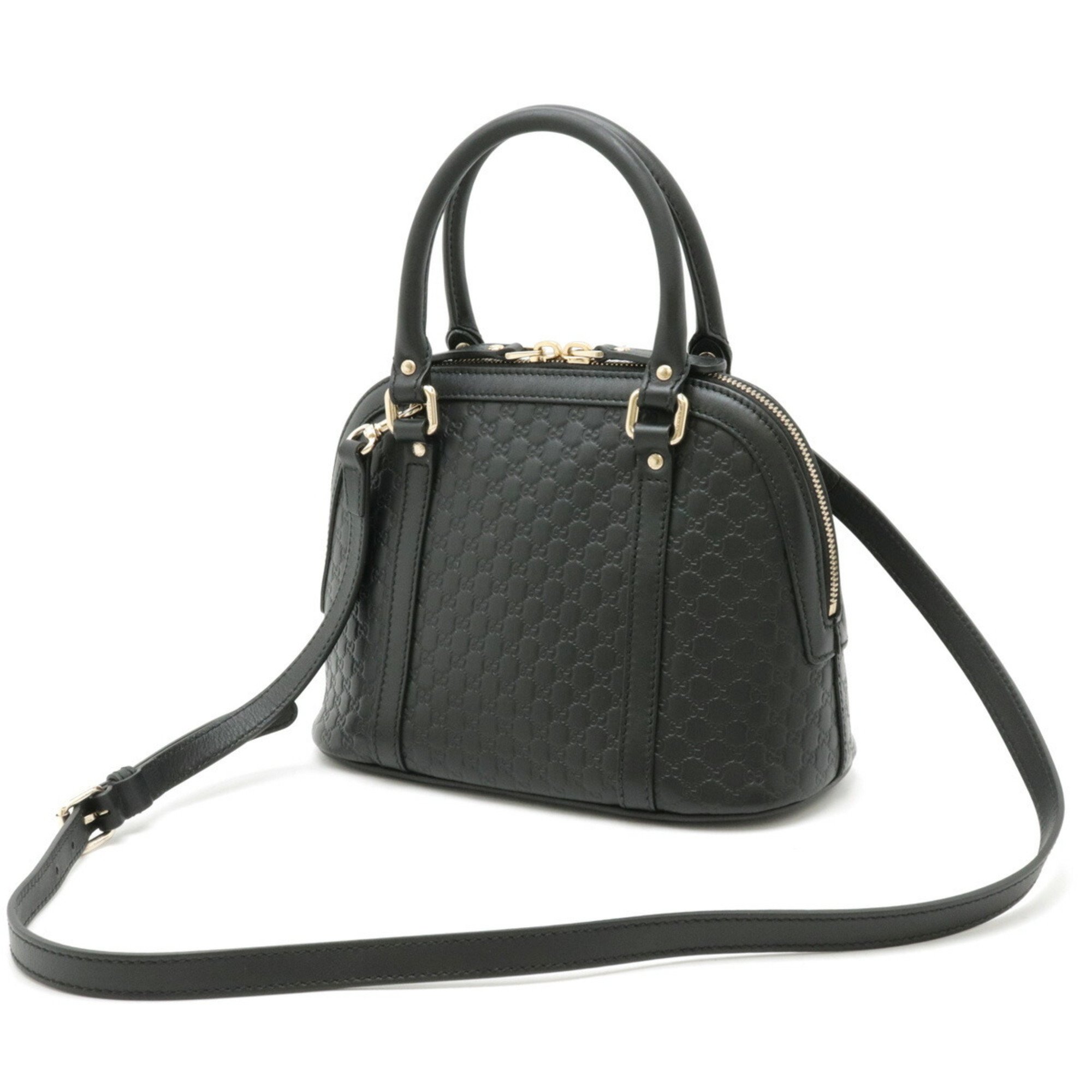 GUCCI Micro Guccissima Handbag Shoulder Bag Leather Black 449654