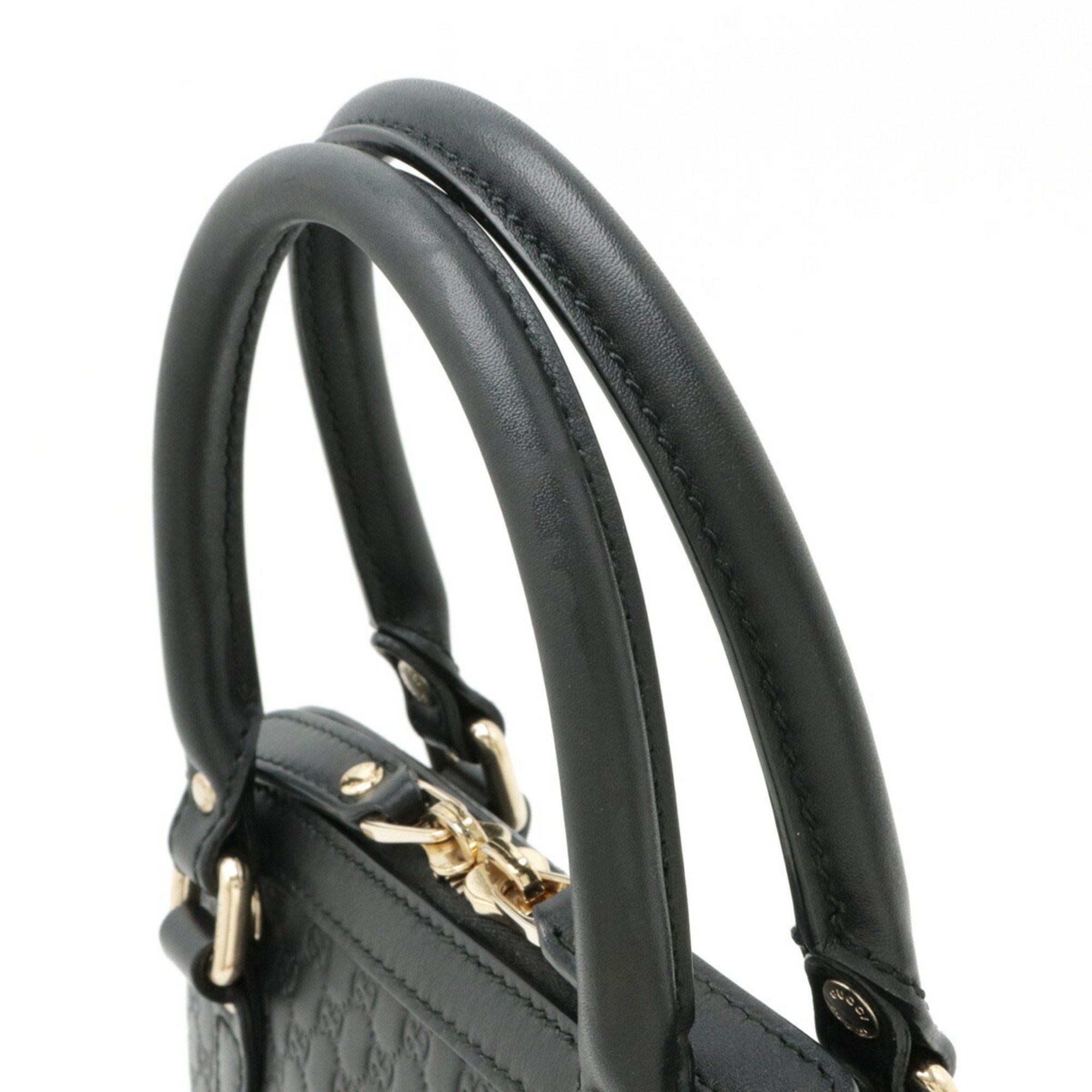 GUCCI Micro Guccissima Handbag Shoulder Bag Leather Black 449654