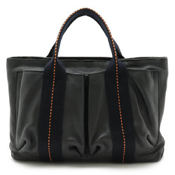 HERMES Caravan Horizontal PM Tote Bag Handbag Veauderma Leather Black