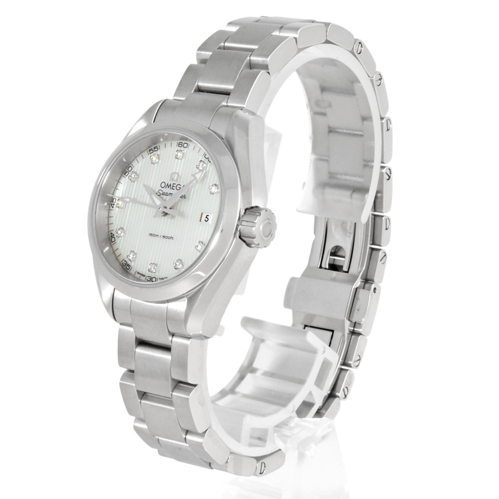 OMEGA 231.10.30.61.55.001 Seamaster Aqua Terra Watch Quartz White Shell Dial SS Ladies