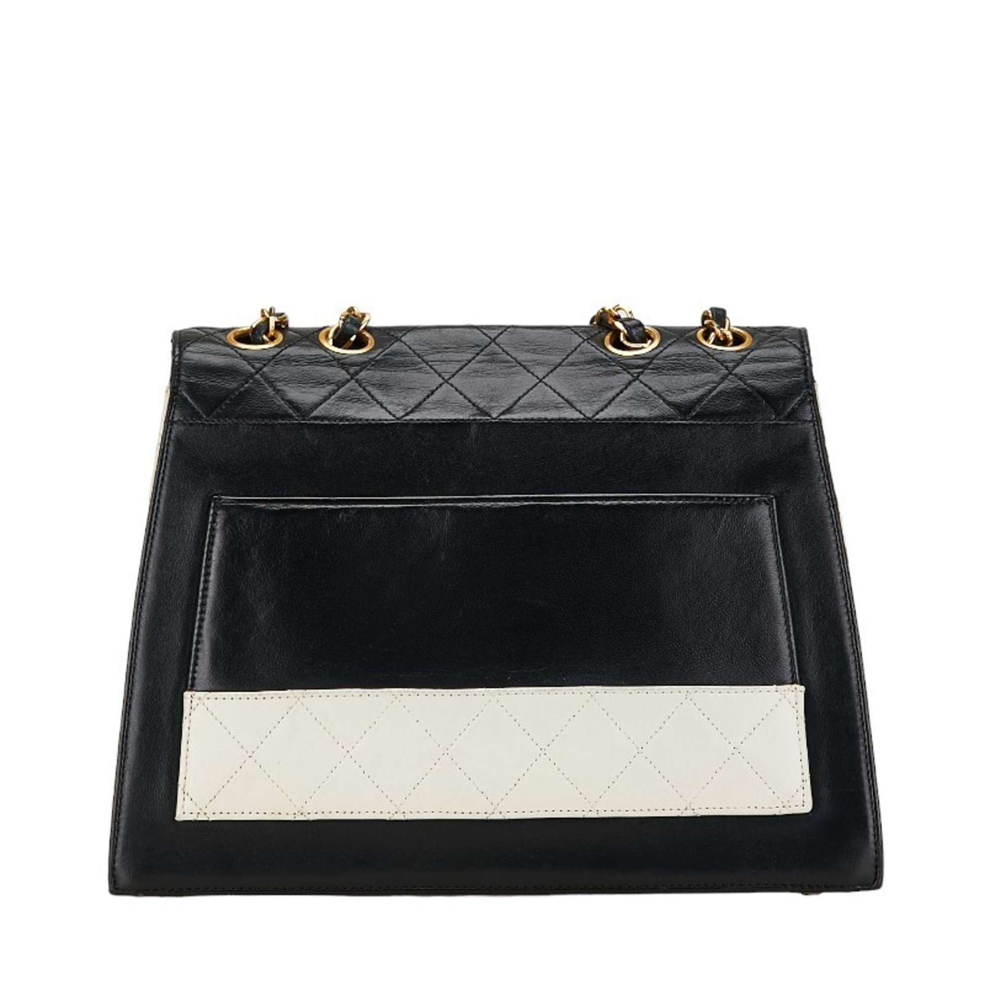 Chanel Matelasse Two-tone Chain Shoulder Bag Black White Lambskin Women's CHANEL