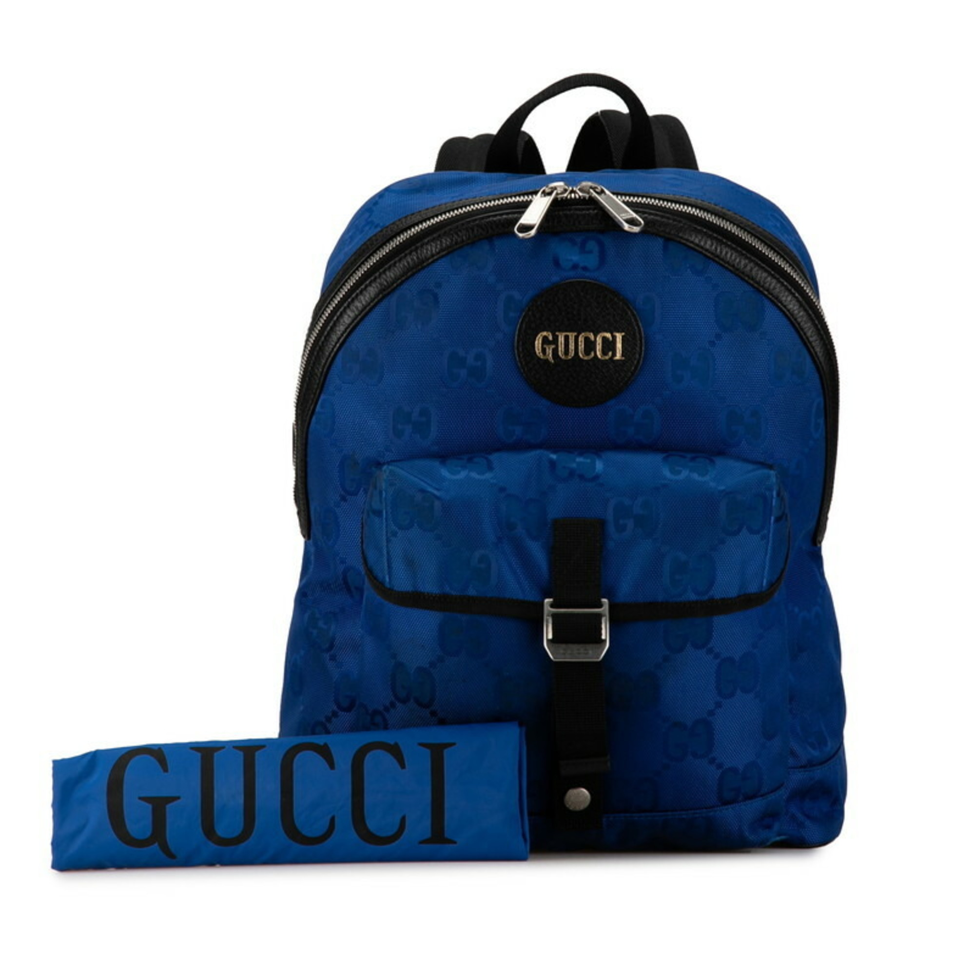 Gucci GG Nylon Off the Grid Backpack 644992 Blue Black Leather Women's GUCCI