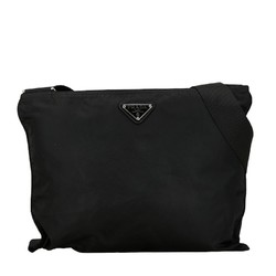 Prada Triangle Plate Shoulder Bag Black Nylon Women's PRADA