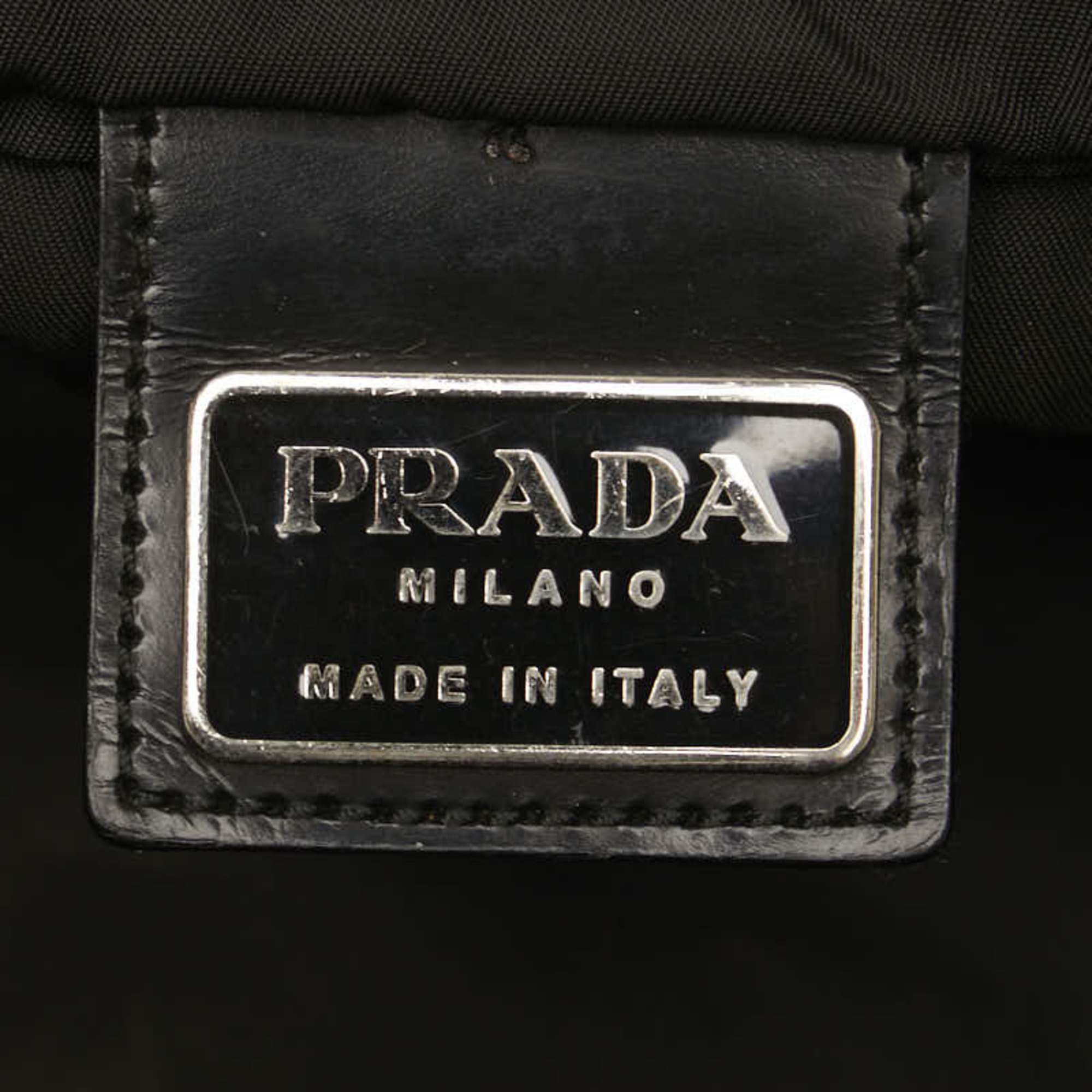 Prada Triangle Plate Shoulder Bag Black Nylon Women's PRADA