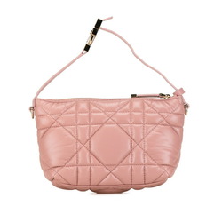 Christian Dior Dior Cannage Pouch Pink Leather Women's