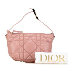 Christian Dior Dior Cannage Pouch Pink Leather Women's