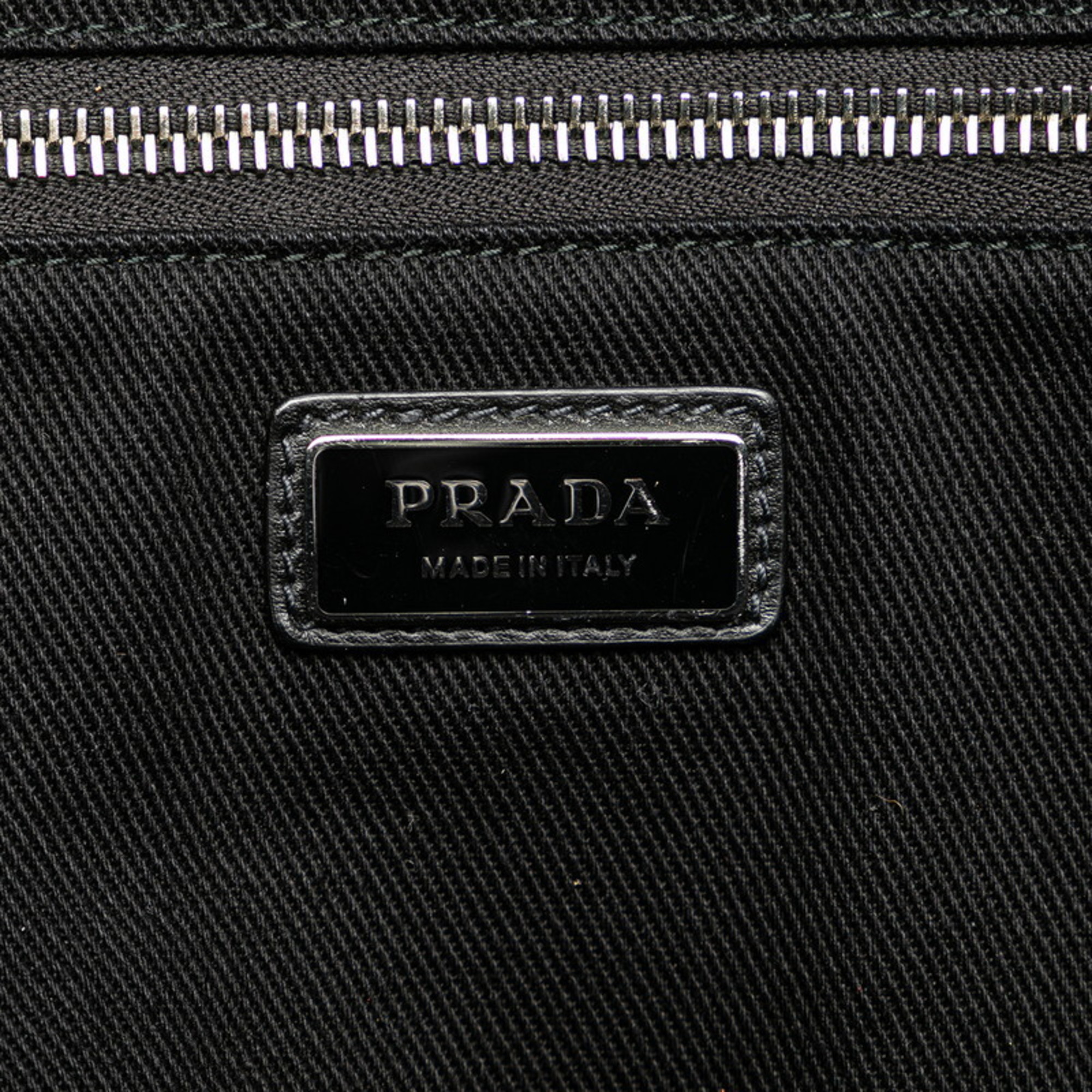 Prada Drill Triangle Plate Tote Bag Shoulder 2VG081 Black Canvas Women's PRADA