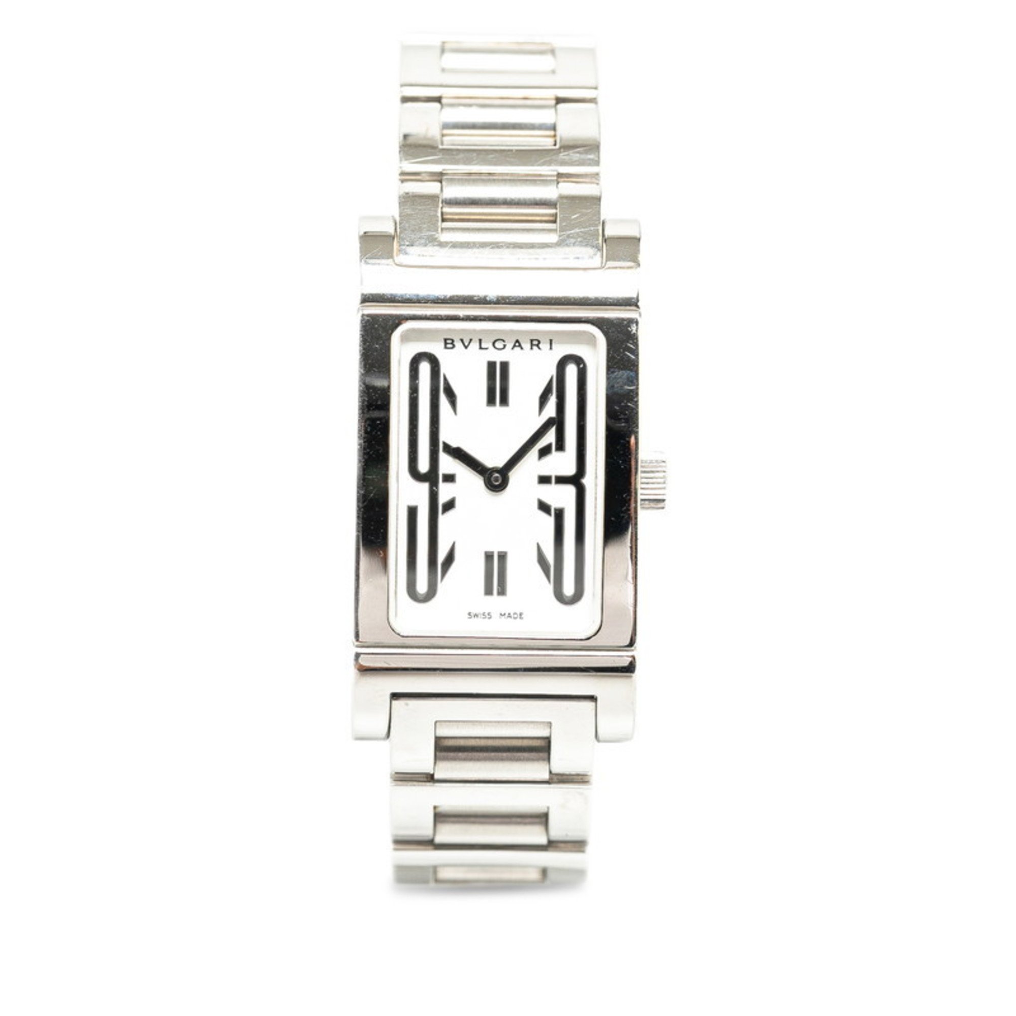 BVLGARI Rettangolo Watch RT39S Quartz White Dial Stainless Steel Women's