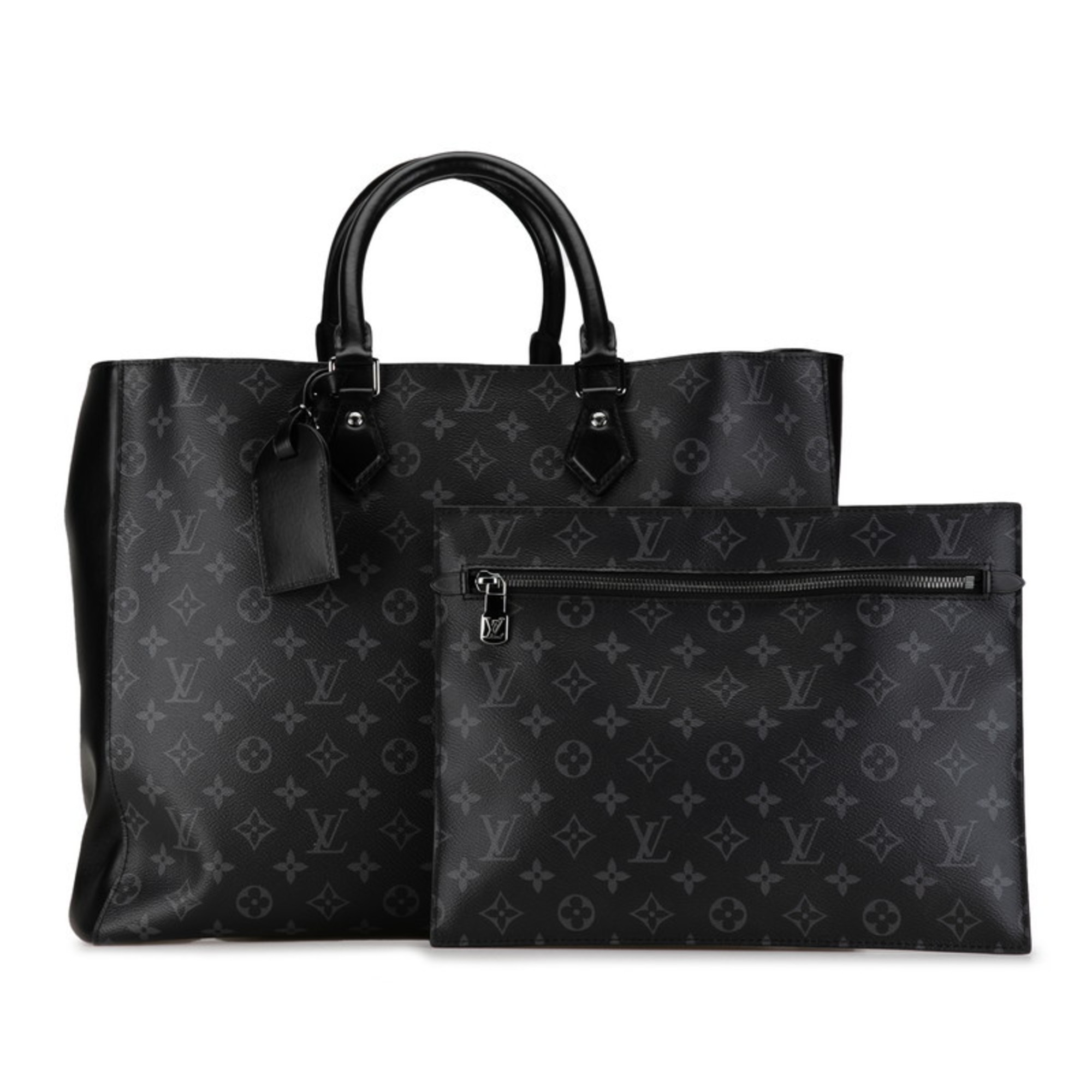 Louis Vuitton Monogram Eclipse Grand Sac Tote Bag M44733 Grey Black PVC Leather Women's LOUIS VUITTON