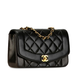 Chanel Matelasse Diana 23 Chain Shoulder Bag Black Lambskin Women's CHANEL