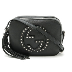 GUCCI Soho Disco Bag Studs Tassel Shoulder Pochette Leather Black 308364