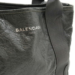 BALENCIAGA Exclusive Line Navy Cabas XS Tote Bag Handbag Shoulder Leather Grey 390346