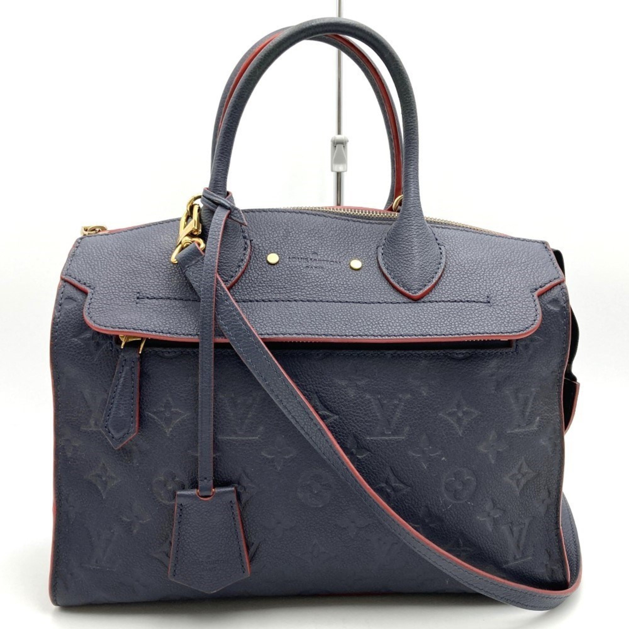 LOUIS VUITTON M42817 Pont Neuf Shoulder Bag 2way Navy Monogram Empreinte Leather Women's