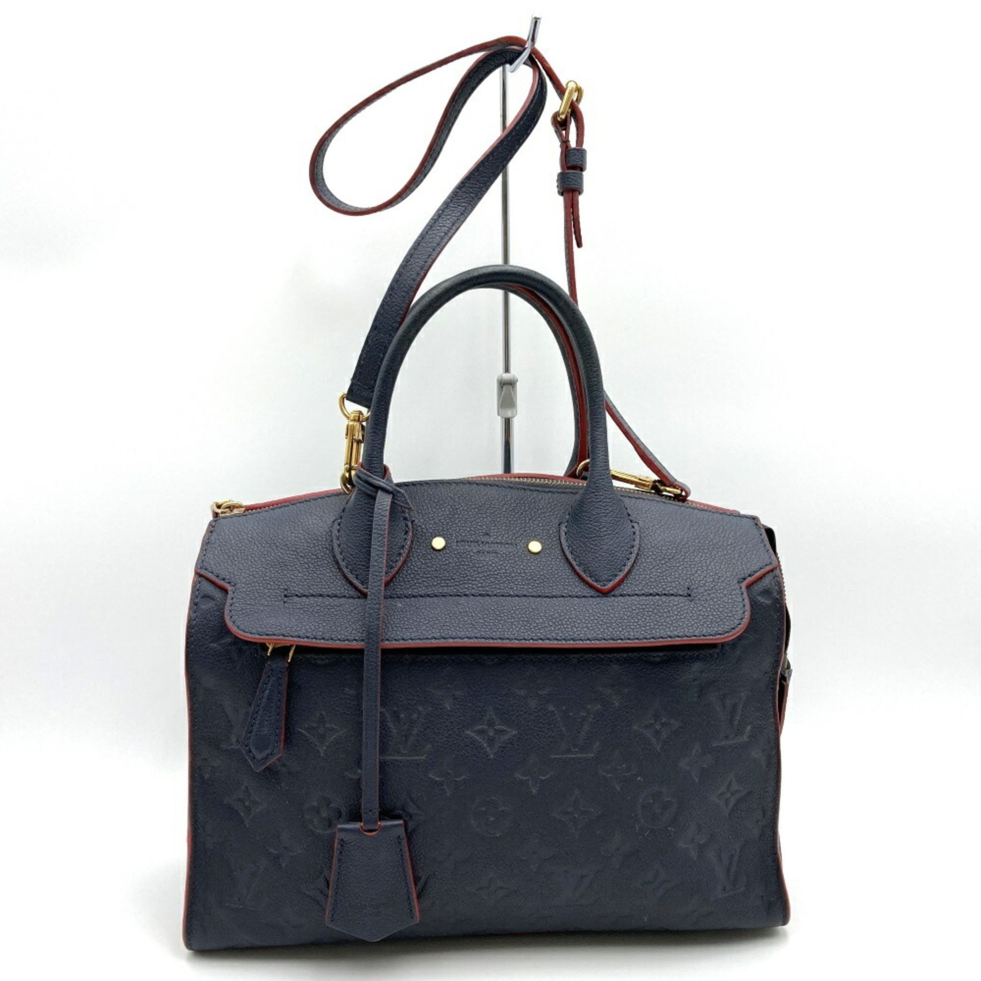 LOUIS VUITTON M42817 Pont Neuf Shoulder Bag 2way Navy Monogram Empreinte Leather Women's