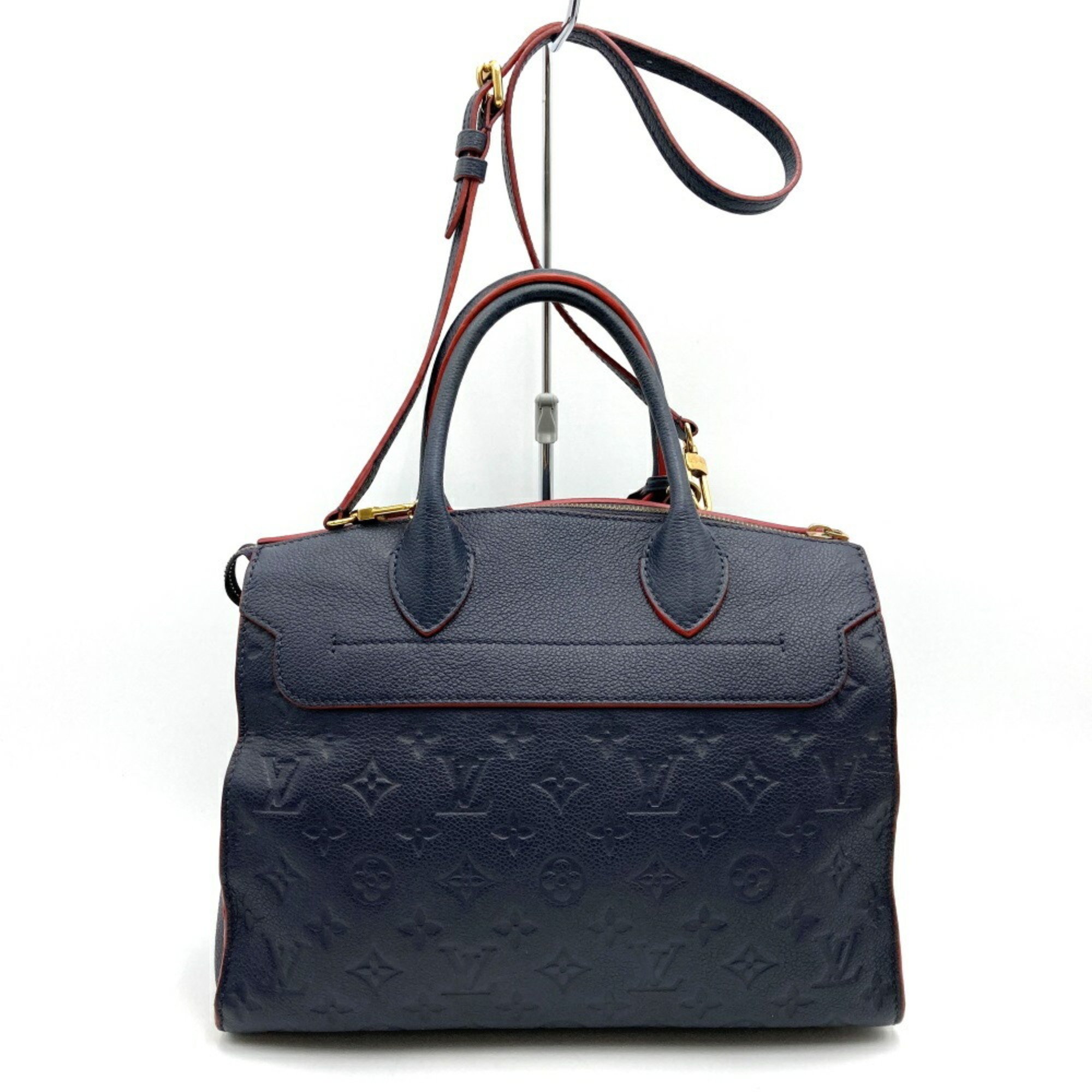 LOUIS VUITTON M42817 Pont Neuf Shoulder Bag 2way Navy Monogram Empreinte Leather Women's