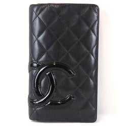 CHANEL Cambon Line Long Wallet Leather Black Women's