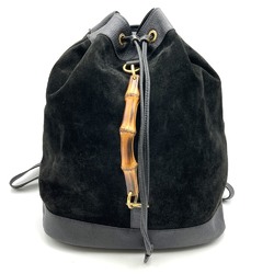 GUCCI 003 2855 Backpack/Daypack Bamboo Black Suede Leather Women's