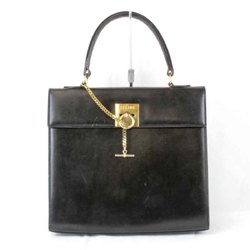 CELINE Mantell Gancini handbag leather black women's