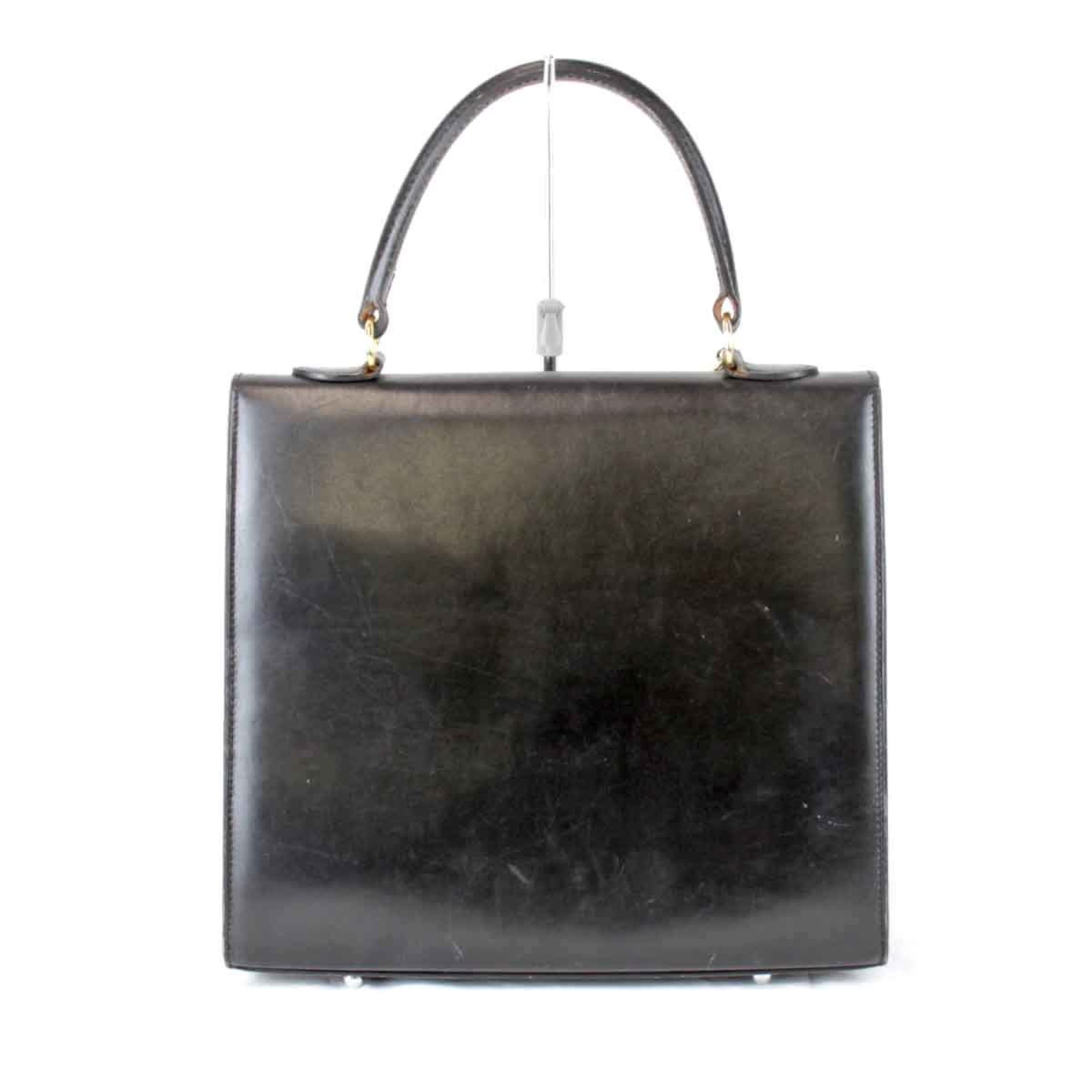 CELINE Mantell Gancini handbag leather black women's