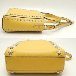 JIMMY CHOO Pegasi Handbag Star Studs Leather Yellow 251994