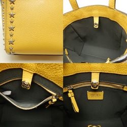 JIMMY CHOO Pegasi Handbag Star Studs Leather Yellow 251994