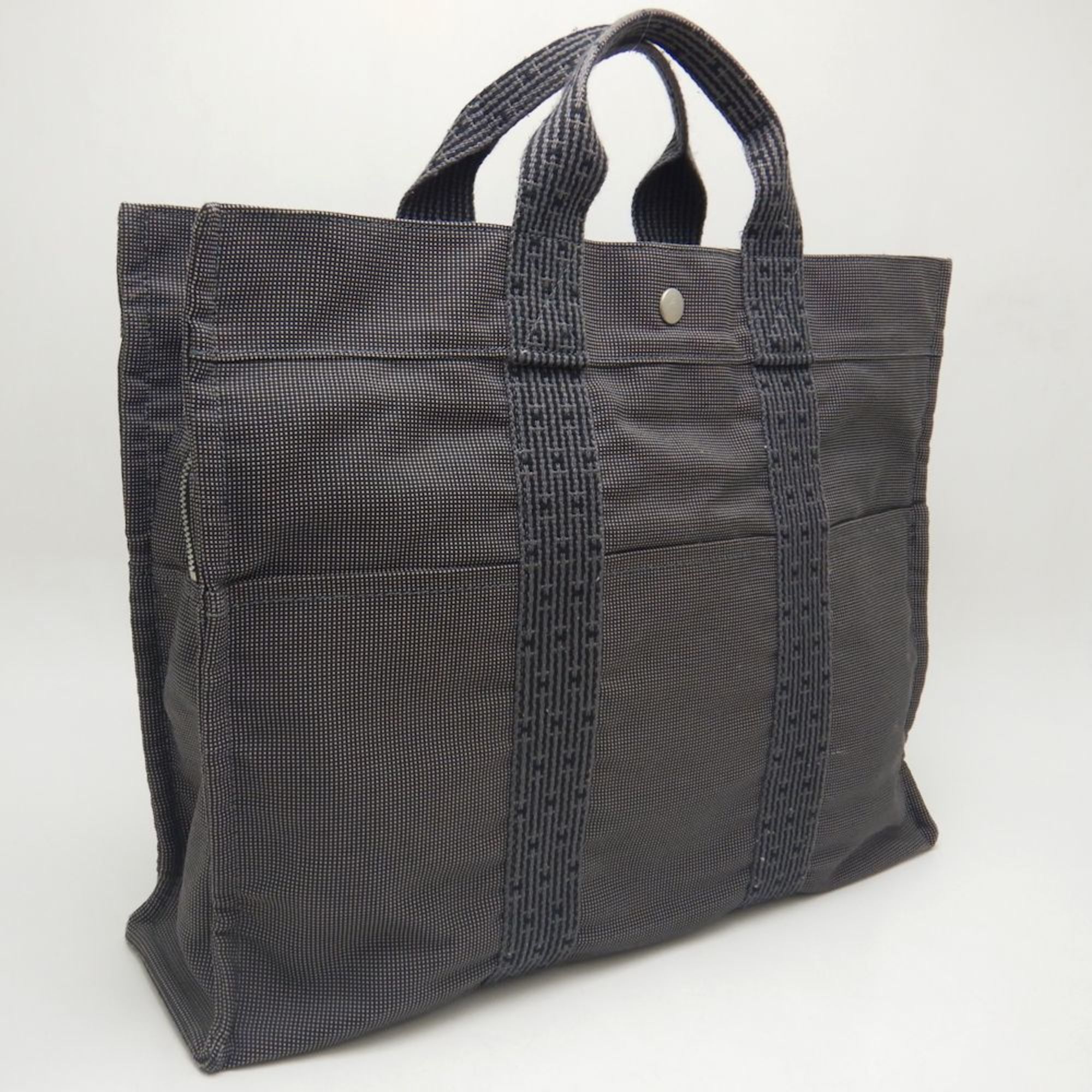 HERMES Tote MM Bag Air Line Nylon Canvas Grey 252008