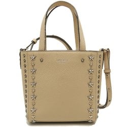 JIMMY CHOO Pegasi Tote Bag Star Studs Calf Beige 251963