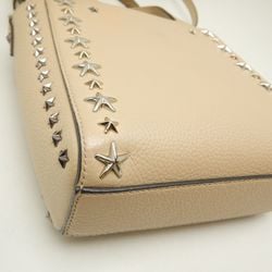 JIMMY CHOO Pegasi Tote Bag Star Studs Calf Beige 251963