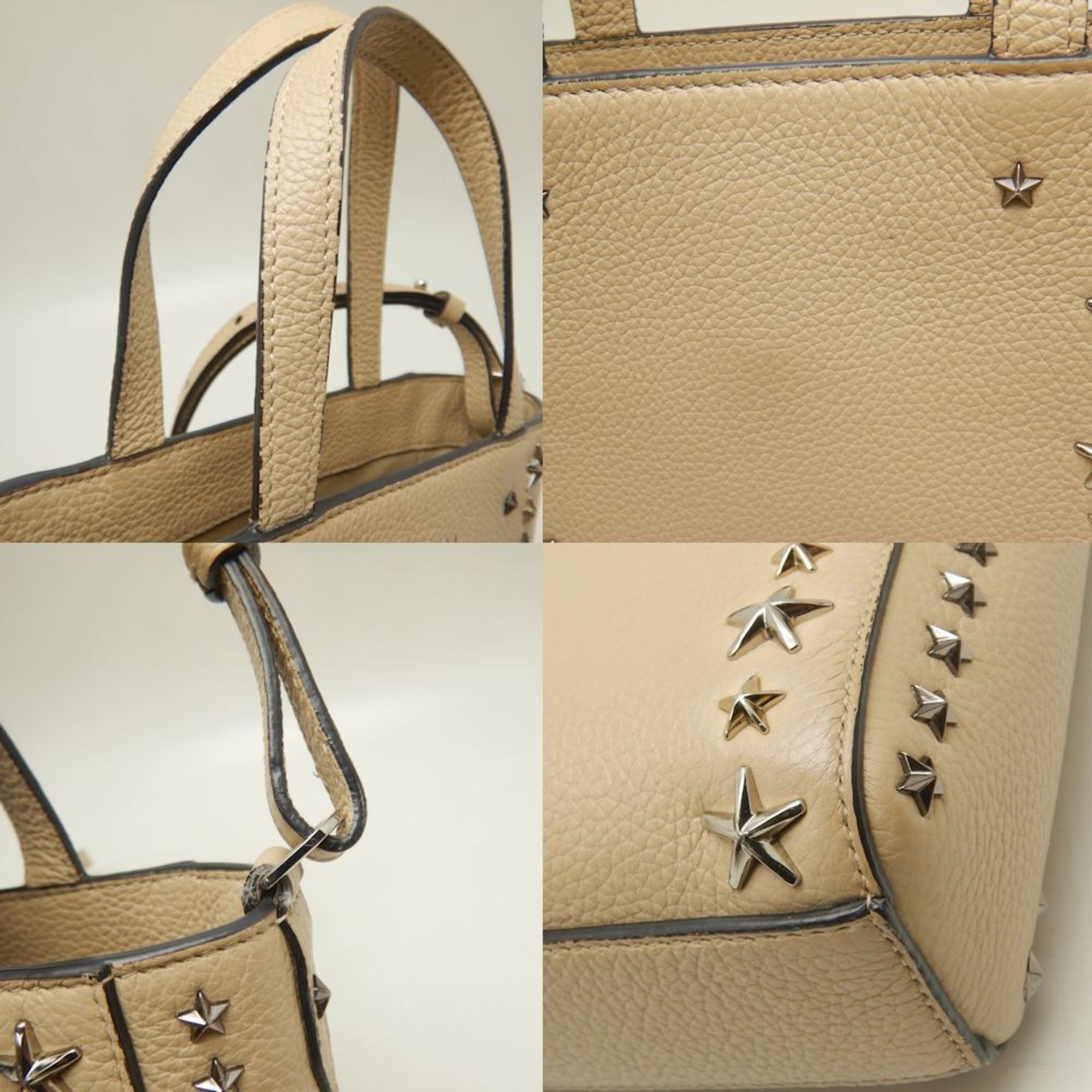 JIMMY CHOO Pegasi Tote Bag Star Studs Calf Beige 251963