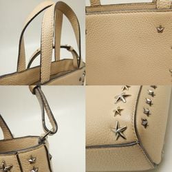 JIMMY CHOO Pegasi Tote Bag Star Studs Calf Beige 251963