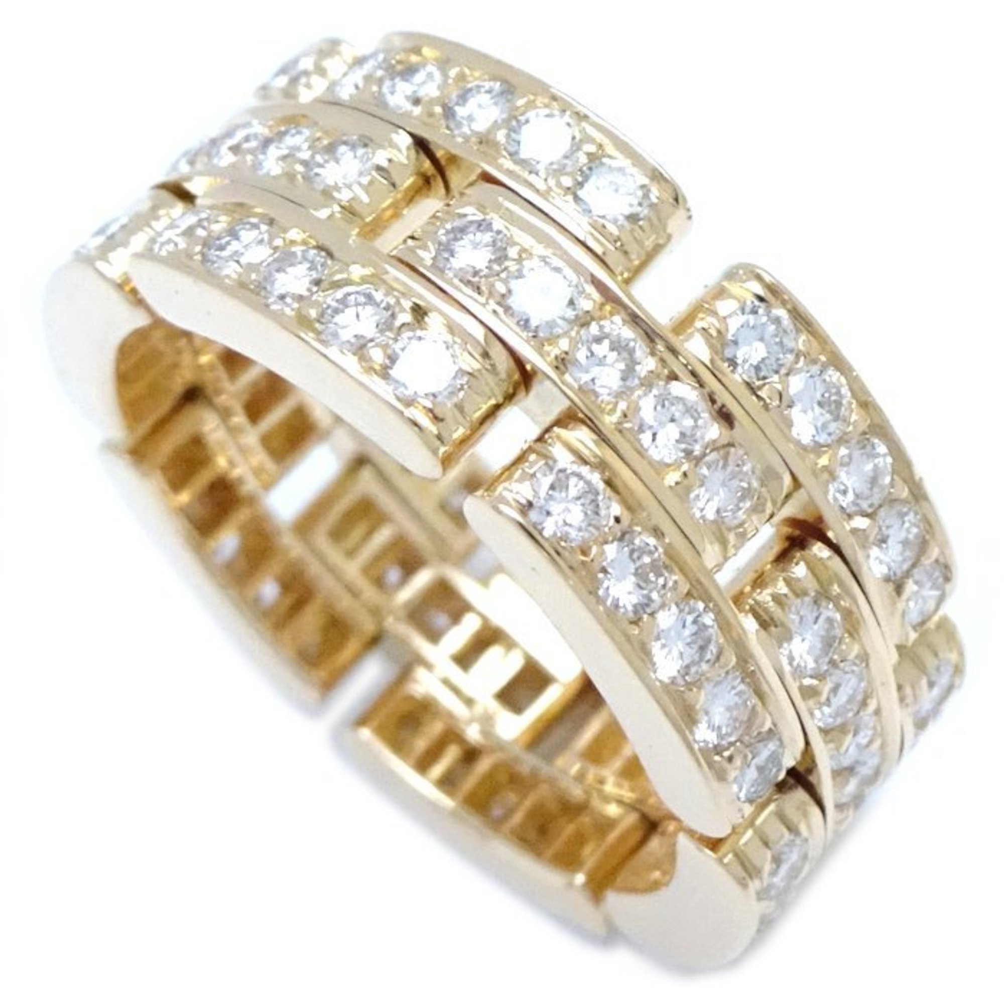 CARTIER Cartier Maillon Panthere Ring 3 Row Full Diamond #54 K18YG Yellow Gold 292264