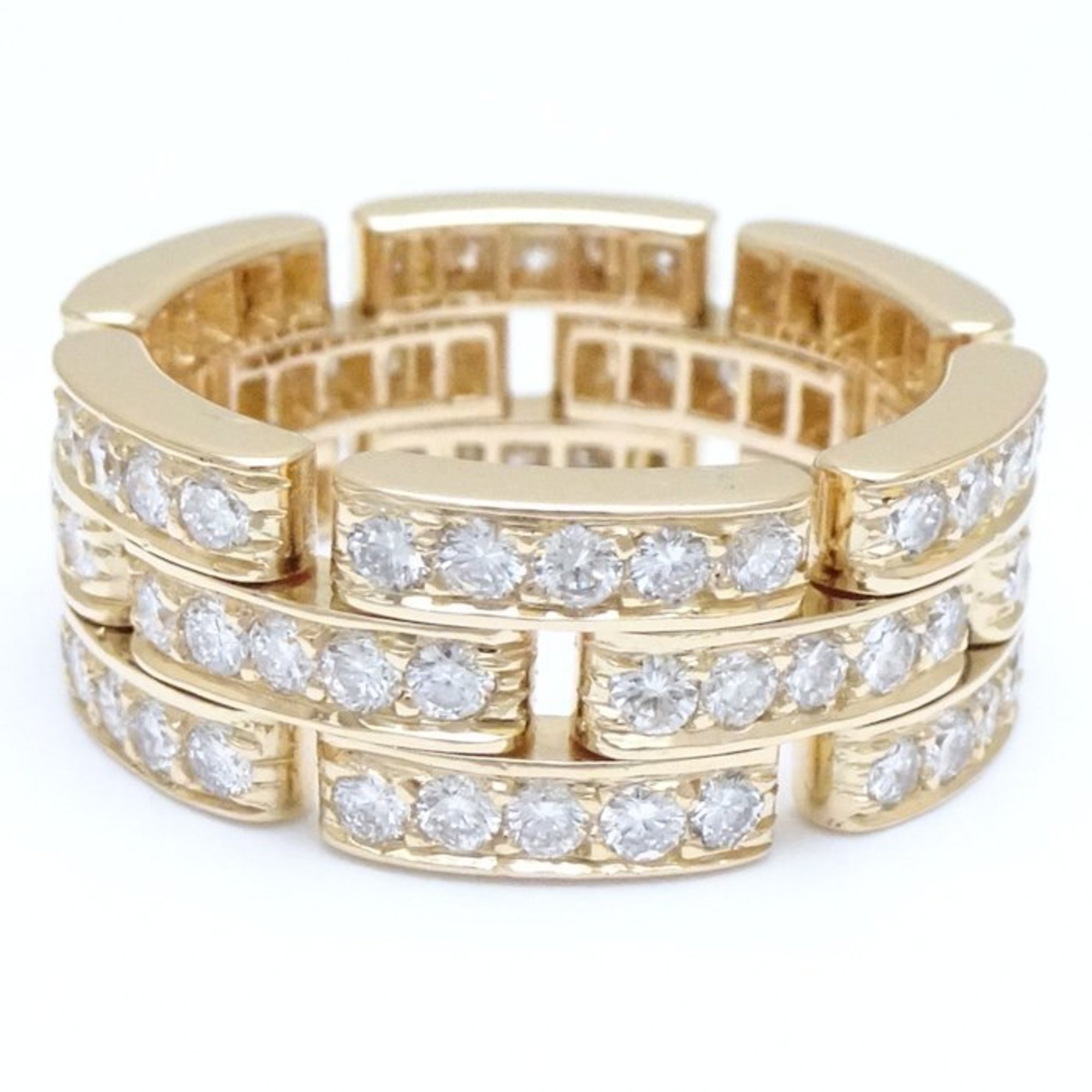 CARTIER Cartier Maillon Panthere Ring 3 Row Full Diamond #54 K18YG Yellow Gold 292264