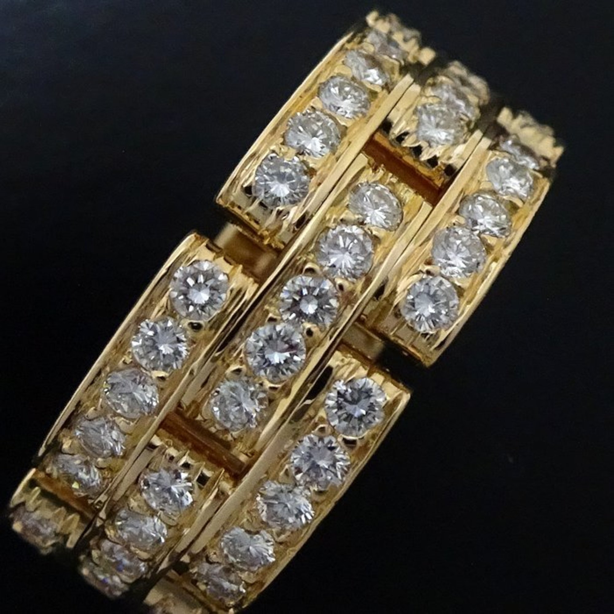 CARTIER Cartier Maillon Panthere Ring 3 Row Full Diamond #54 K18YG Yellow Gold 292264